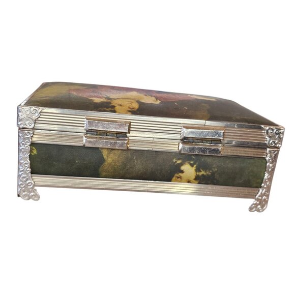 MCM VTG Schmid Bros Musical Jewelry Box Silk Cloth Japan The Red Boy By Lawrence - Picture 7 of 13